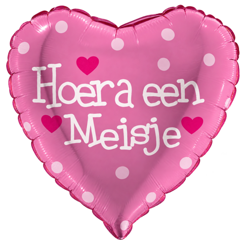 Roze folieballon Hoera een meisje
